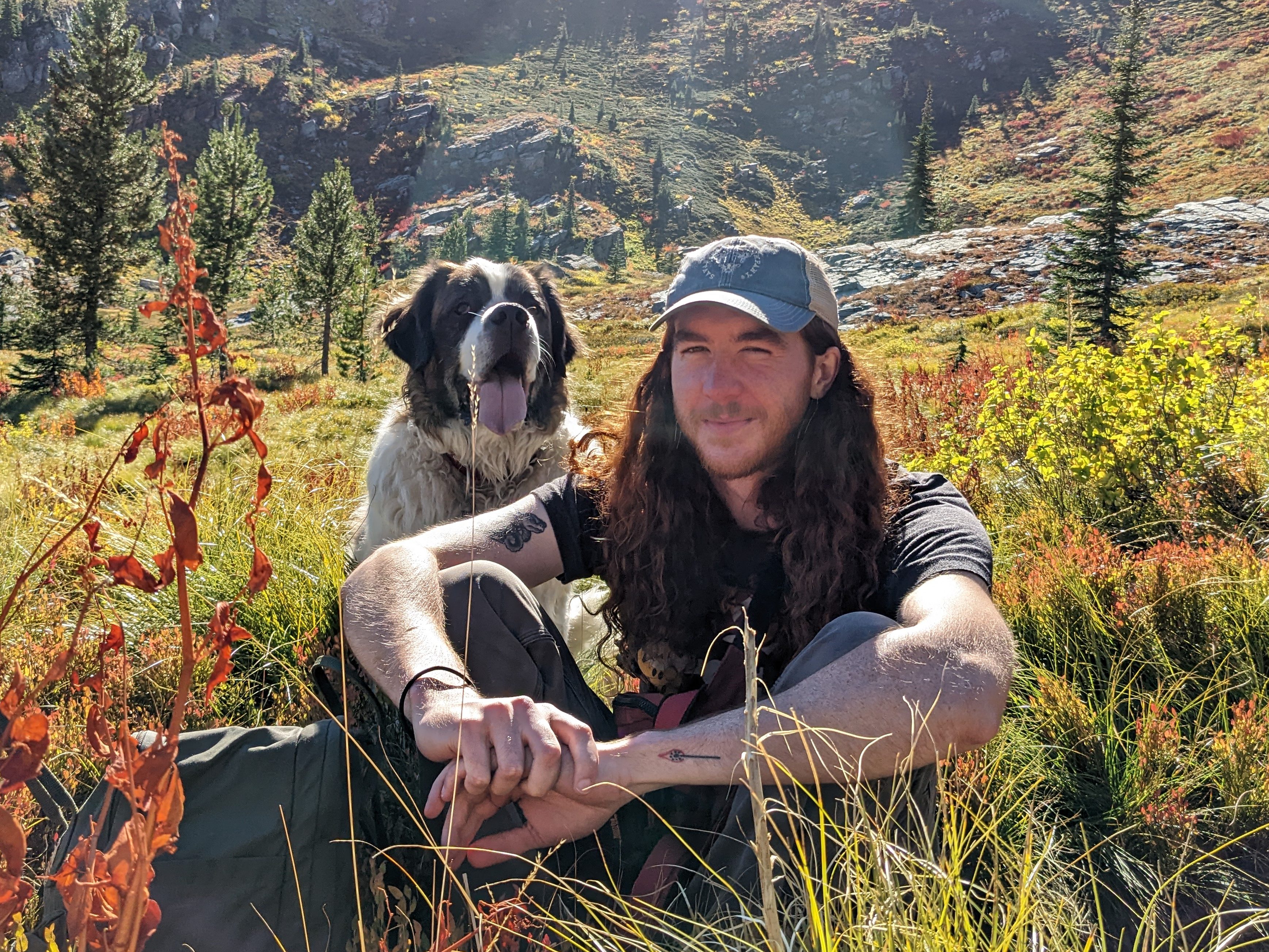 A picture of Luke with his dog, Chester.